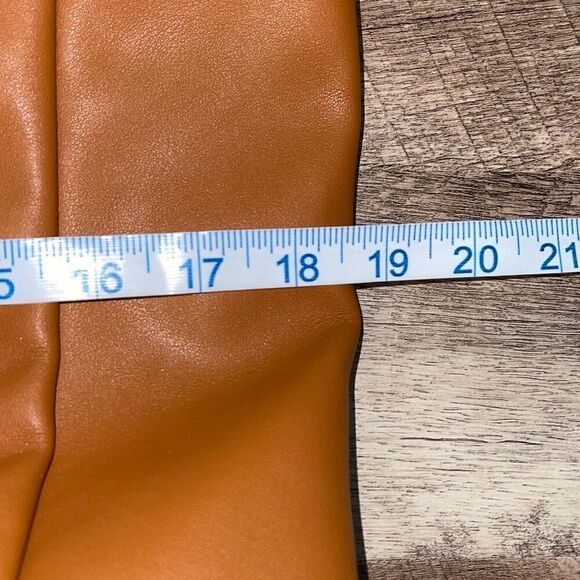 Designer Womens Vegan Leather Tote Saddle Shoulder Handbag Camel Tan Large - Picture 8 of 9